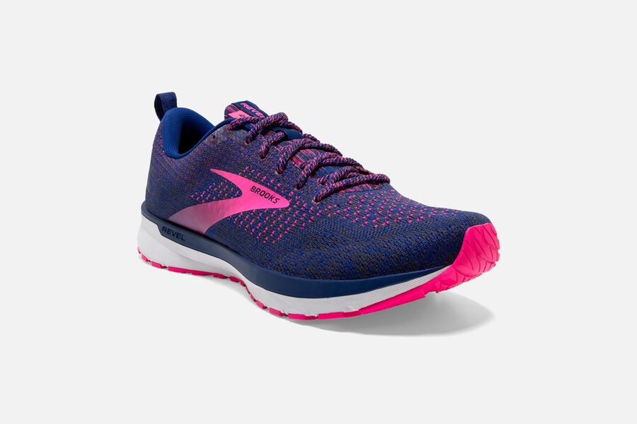 Brooks Revel 4 Road Running Shoes Womens - Blue/Pink - XPHKT-1235